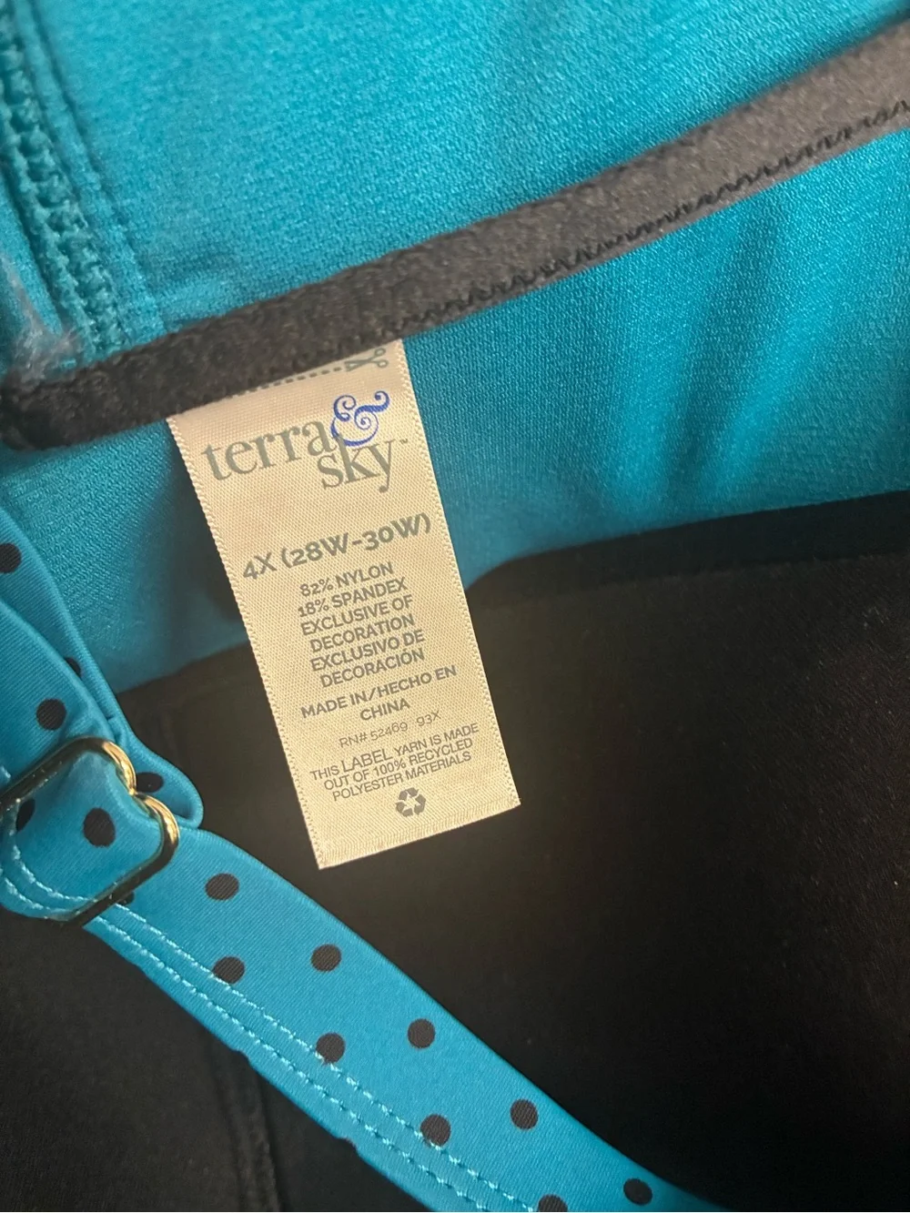 Terra & Sky Teal and Black Polka Dot Swim Top
